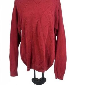 Large - Men's -‎ Izod - Cozy Red Diamond Knit Sweater